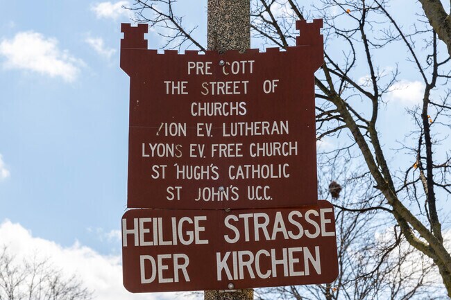 Prescott Street in Lyons is known as the street of the churches.