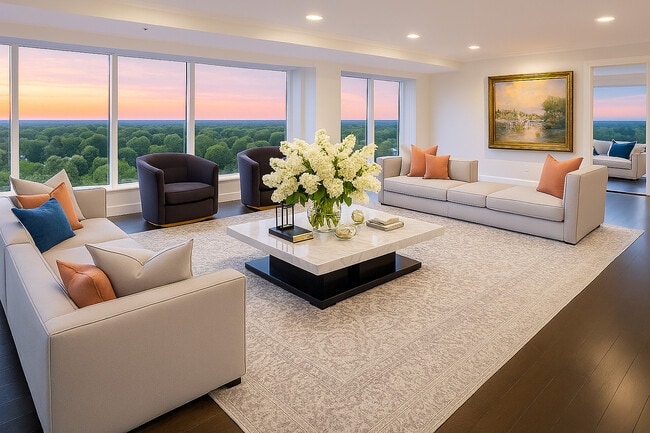 SUPERB! 31 FT. OF EXTRA WIDE FLOOR-TO-CEILING PANORAMIC WINDOWS, WOOD FLOORS - 555 Luxury Apartments