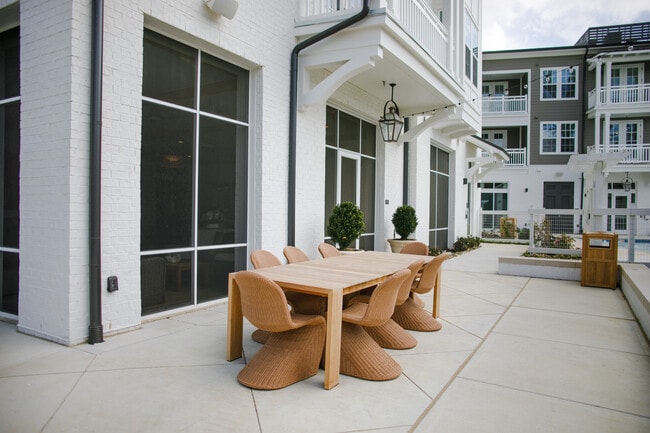 Poolside Dining next to grills - The Water Tower District at Schilling Farms