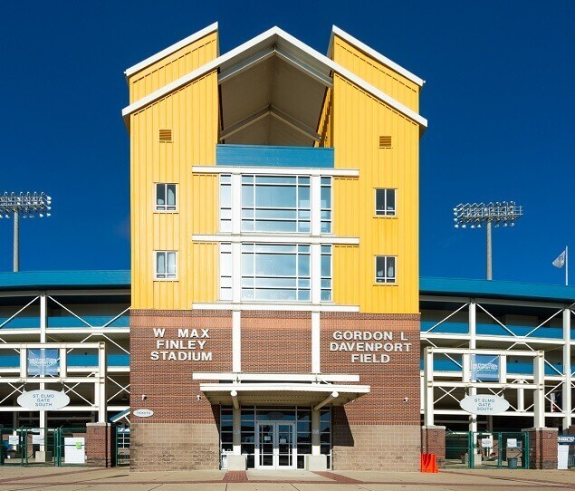Finley Stadium hosts the University of Tennessee at Chattanooga football team, the Mocs