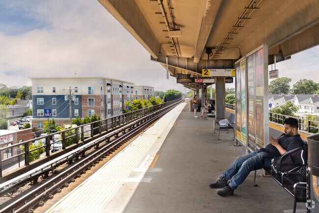 There are benches for you while you wait for your train at the Copiague, NY LIRR station.