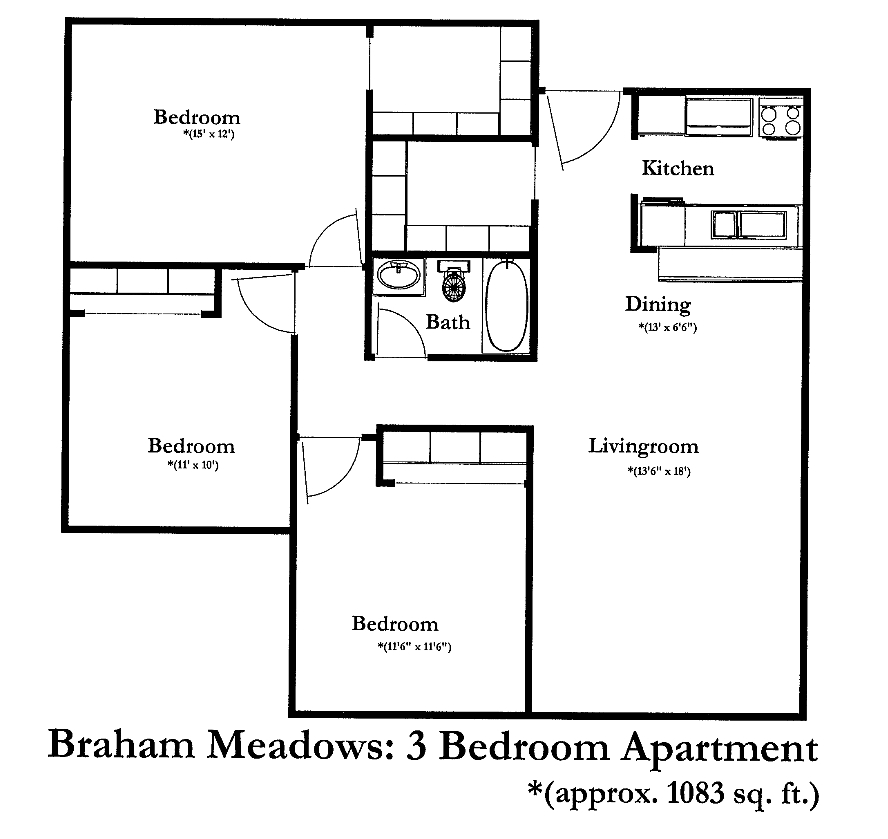 3BR/1BA - Braham Meadows Apartments