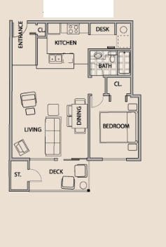 1HAB/1BA - The Villas