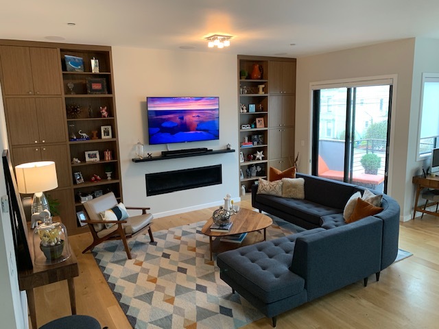 Living Room w/ Fireplace & Built In Cabinetry - 359 San Jose Ave