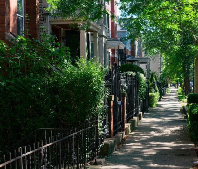 Residential street on a calm spring day