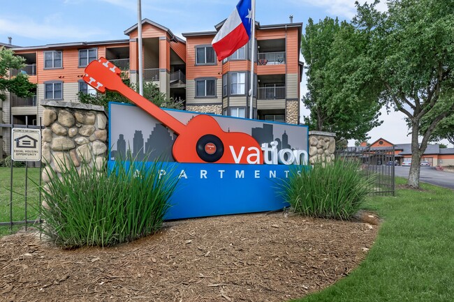 Signature Guitar Monument Sign at Ovation Apartments in Austin, TX - Ovation Apartments