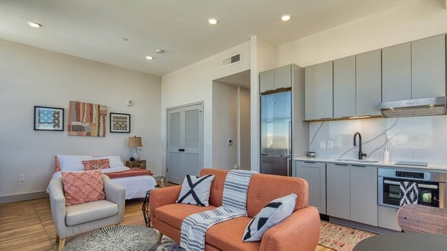 Leigh Floorplan Studio Kitchen - Residences at Richmond Trust Apartments