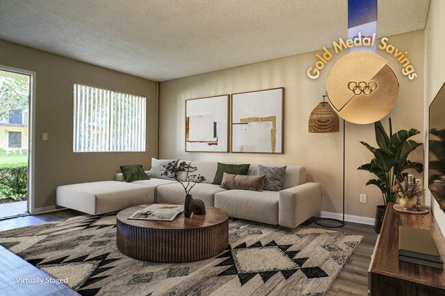 1 BR, 1 BA - Living Room - Orange Terrace Apartments