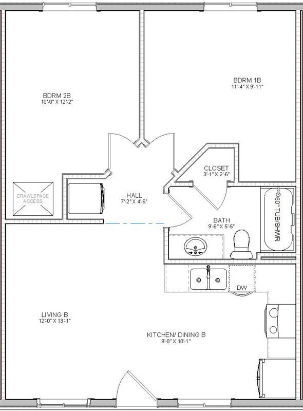 2 BR Floorplan - Eastside Townhomes