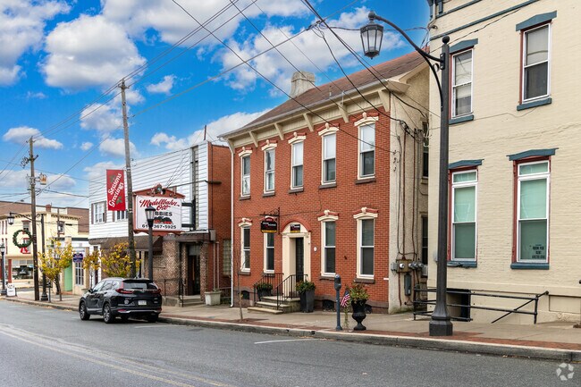 Buildings from the late 1800s line Boyertown's main street.