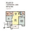 One Bedroom / One Bath with Den Upstairs D