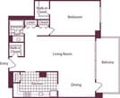1 Bedroom, 1 Bath 914 SF A5