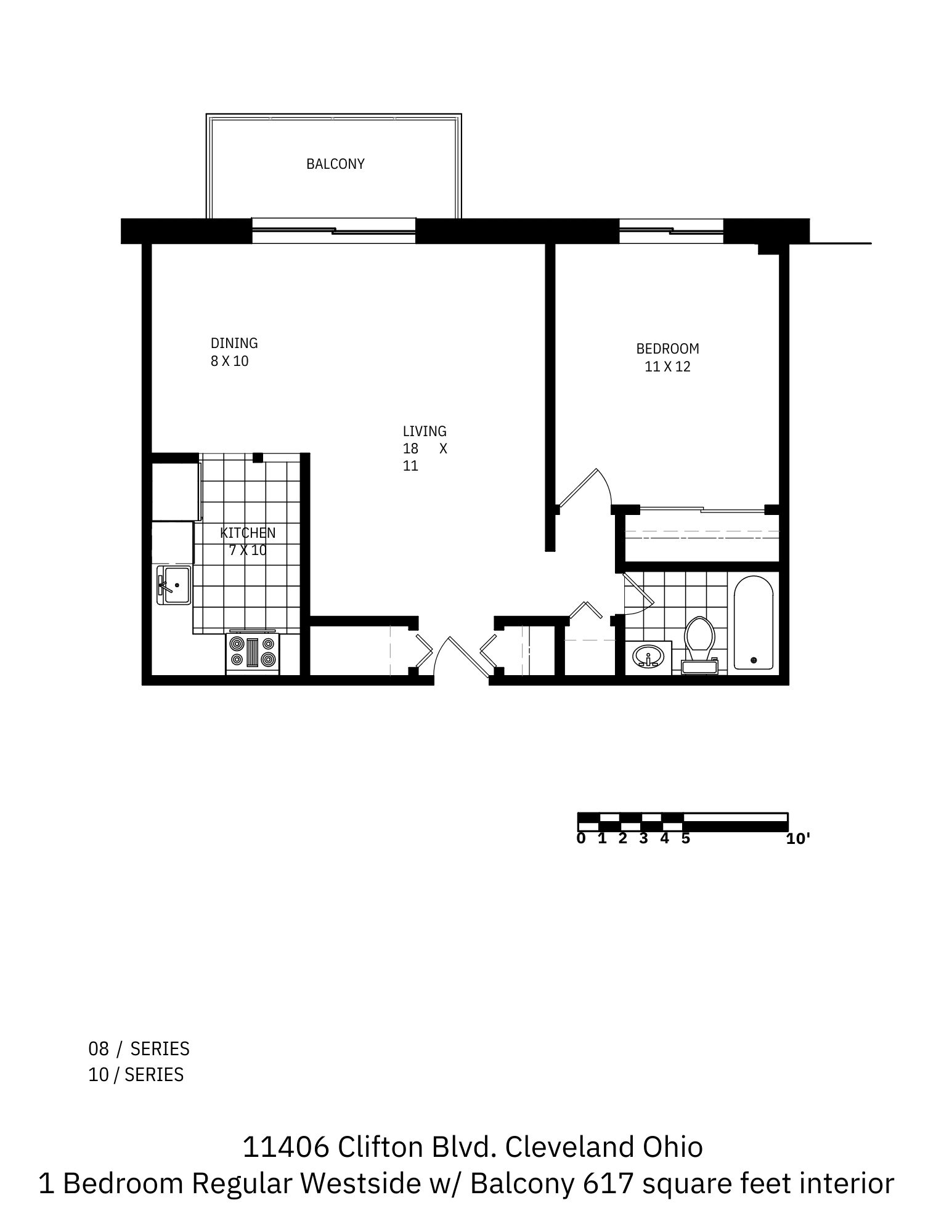Clifton Park & Clifton House – 1 Bedroom 1 Bath W