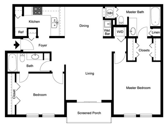 2BR/2BA - Bocage Apartments