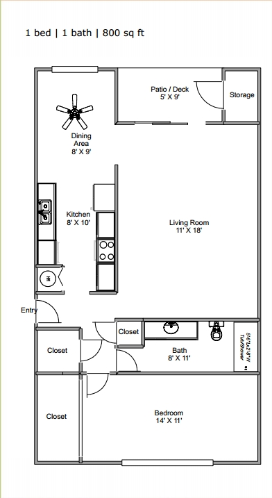 1HAB/1BA - Hood Village Apartments