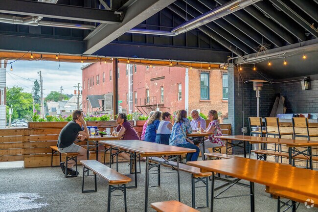 Four Quarters Brewing in Downtown Winooski is a microbrewery with games and outdoor seating.