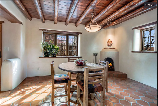 Dining room with Kiva fire place - 551 Onate Pl