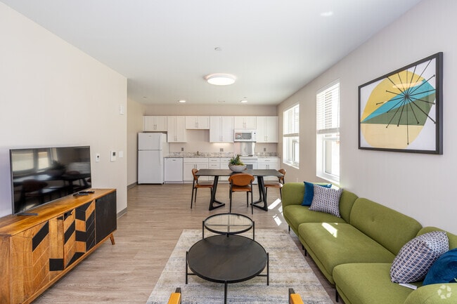 2BR, 2BA - 933SF - Living Room & Kitchen - 2 and 6 Lamartine