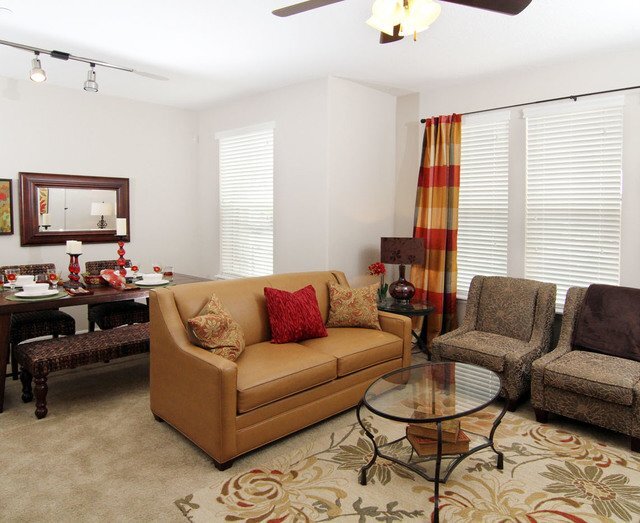 Modern Living Room at Talavera at the Junction Apartments & Townhomes - Talavera at the Junction Apartments & Town...