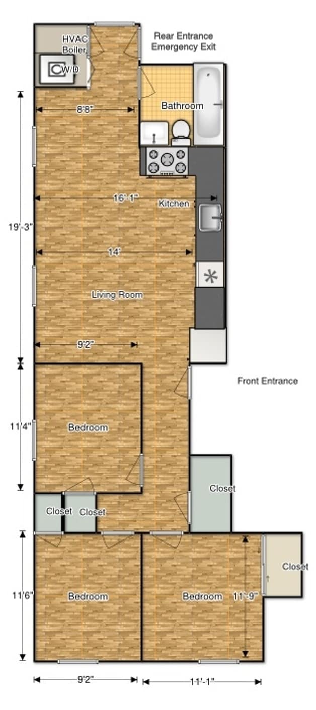 floor plan 3 bedroom - 67 Pond Rd