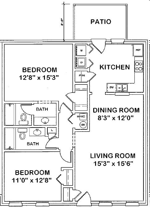 2BR/2BA - Cedar Bluffs Apartments