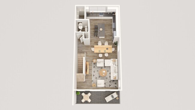 Segundo piso: Sala de estar, cocina, balcón y baño auxiliar - The Townes at Harlo