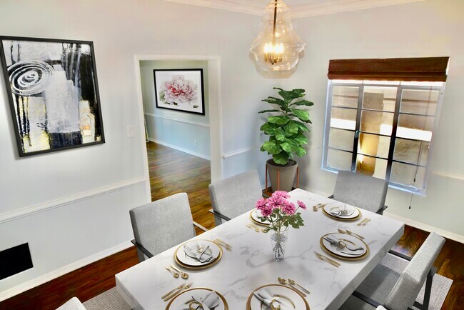 Dining room virtually staged - 354 S Roxbury Dr