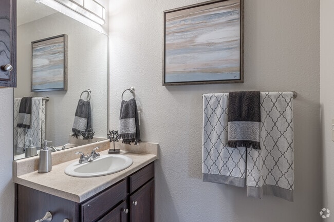 2BR, 2BA - 949SF - Primary Bathroom - Centerstone Apartment Homes