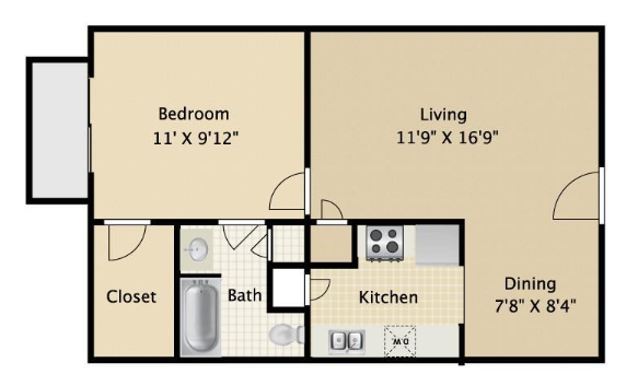 Apartamento de 1 dormitorio Riverside Oaks Signature at Southfield A2 de 632 pies cuadrados, unidad renovada.png - Riverside soon to be The Signature at Sout...