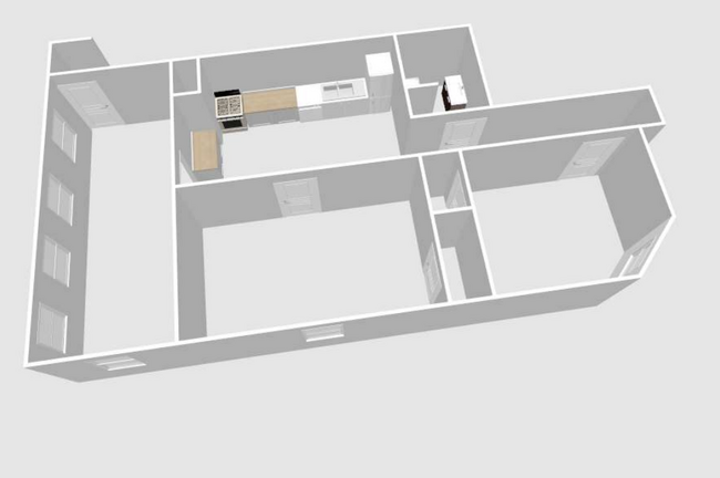 Apt 4 layout in 3D - 18 Everett Ave