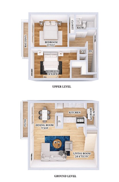The Peak Apartments and Townhomes – 2 Bed 1 Bath Townhouse