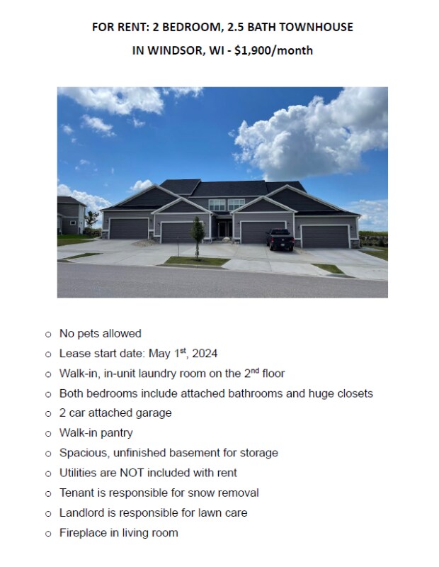 4353 Eagle Ridge Ln, Windsor, WI 53598 Townhome Rentals in Windsor WI