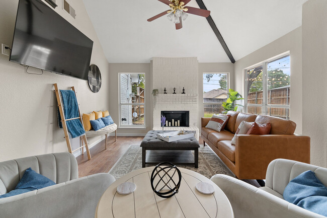 Living room-Dark out blinds not pictured, 65"smart4K TV, curated furnishings and art - 4330 Saint Francis Ave