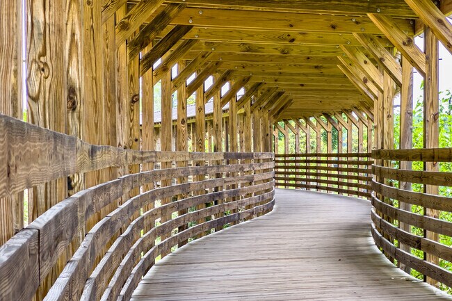 A covered bridge on the North Side Trail of the Atlanta Beltline in the Memorial Park Neighborhood.