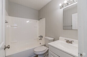C1 - 3BR, 1BA - 950SF - Primary Bathroom - Mariposa Flats