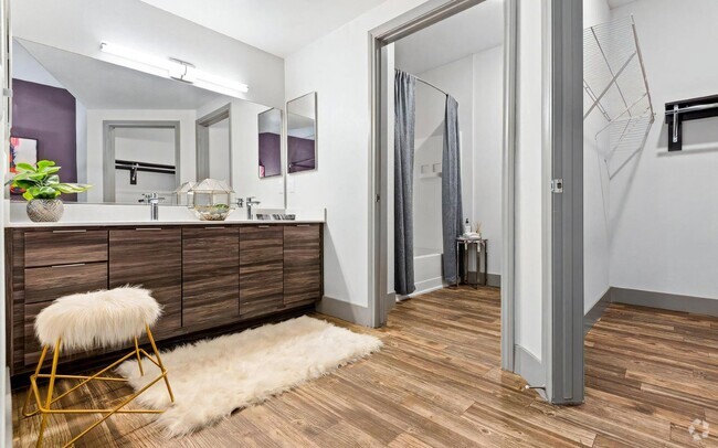 Bathroom with Dual Sinks, Long Vanity, and Open Shower Access - REVERB