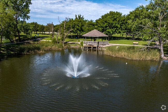 Listen to the fountains from the deck of the pavilion at City Lake Park in Royce City.