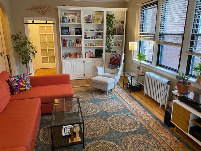 Living room with built in shelves - 4007 Connecticut Ave NW
