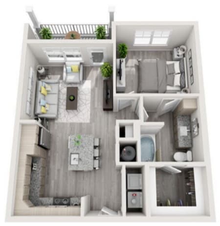 One Bedroom Floor Plan - Halston Waterleigh