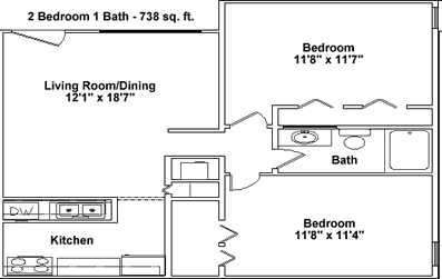 2BR/1BA - Captain's Quarters Apartments