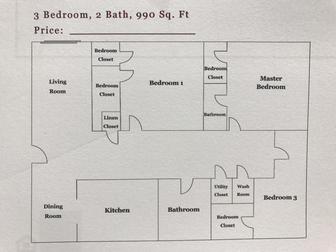 3-Bedroom Floor Plan - Southern Forest Apartments