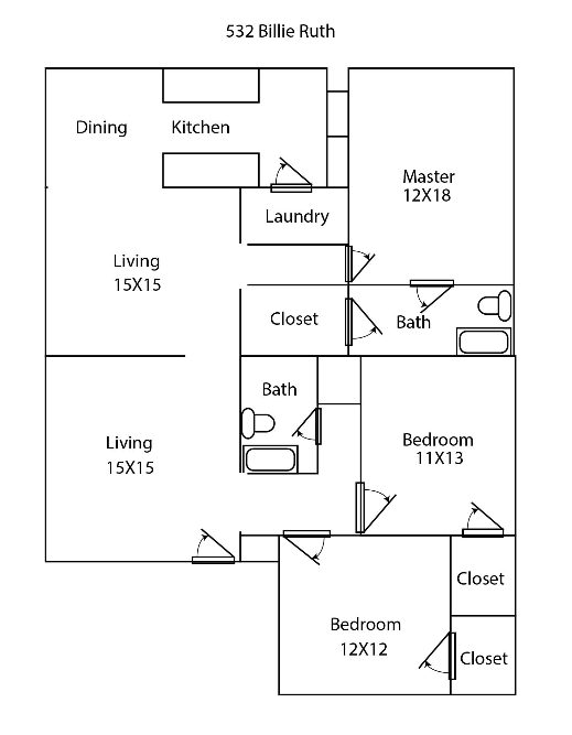 Plano de planta - 532 Billie Ruth Ln
