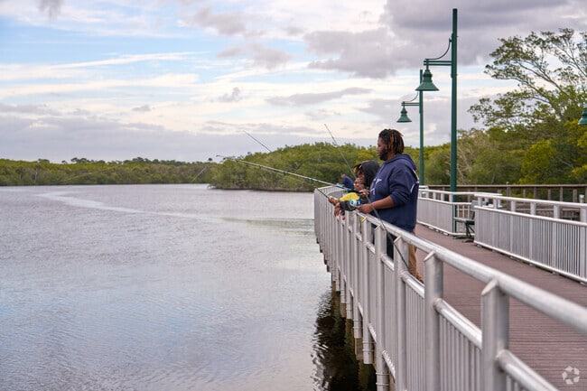 Head to the river boardwalk for some casual fishing.