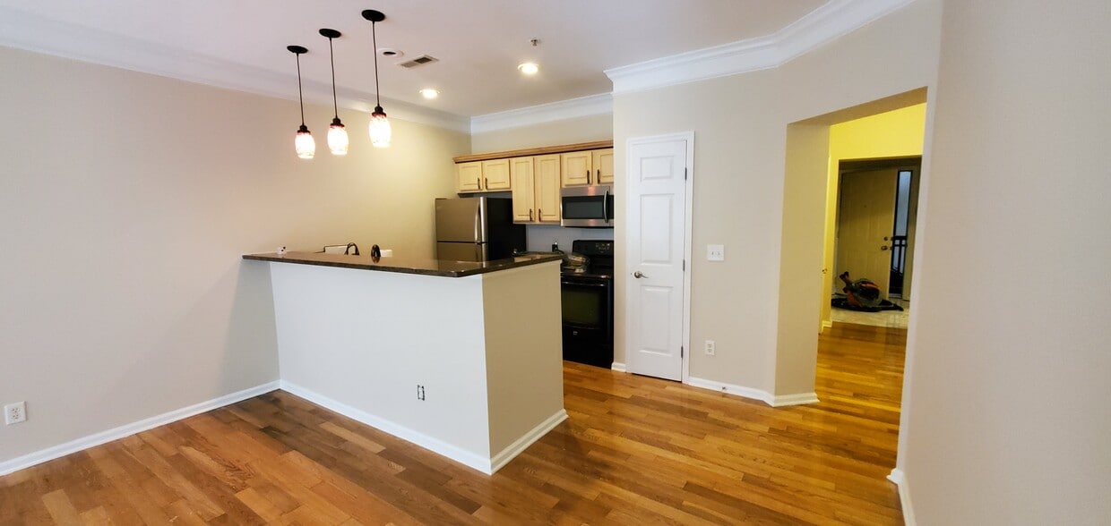Kitchen Area with handblown Glass globe drop lighting - 6126 Inishmore Ln