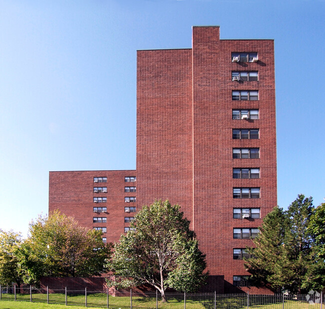 View from the northeast on Albany Street - Summit Towers