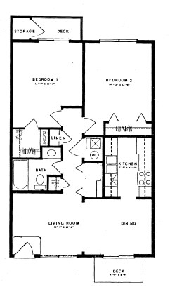 2 habitaciones/1 baño - Deer Creek Apartments