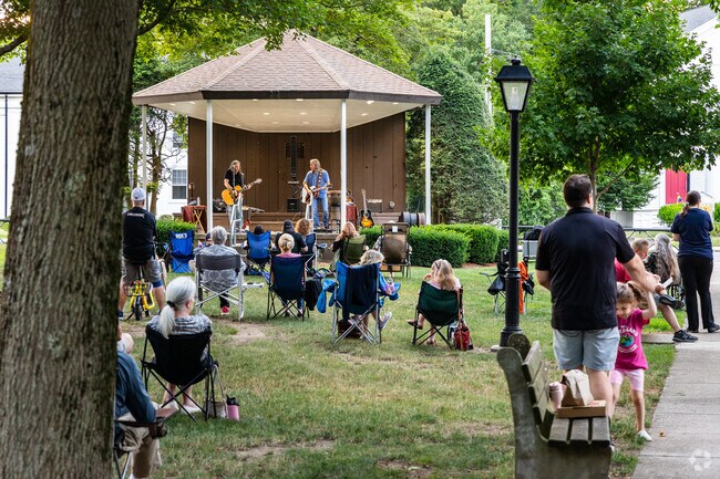 Families can dance and enjoy the weekly Foxboro Concerts on the Common all summer long.