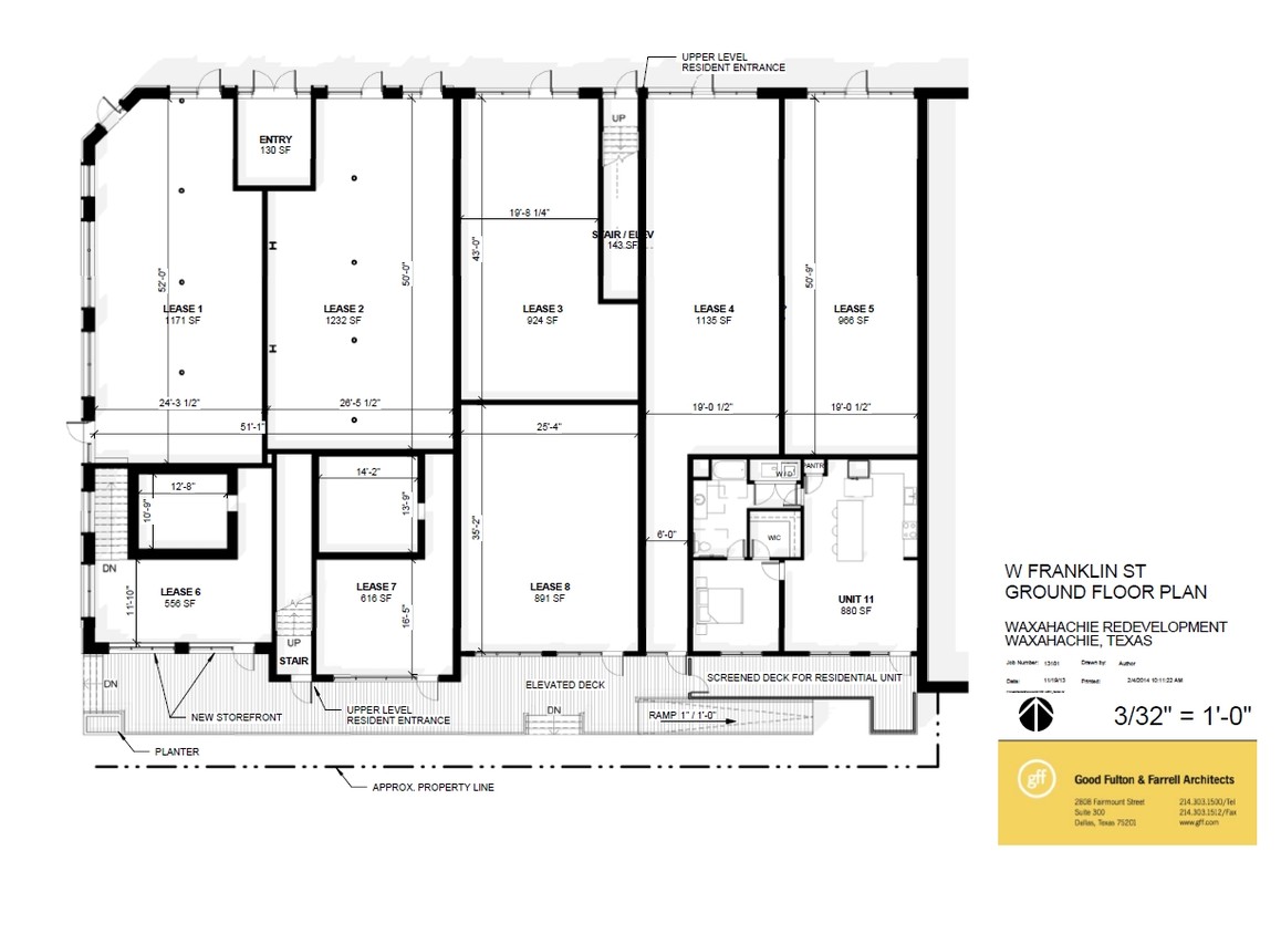 Plano de planta de venta al por menor - Downtown Waxahachie Lofts