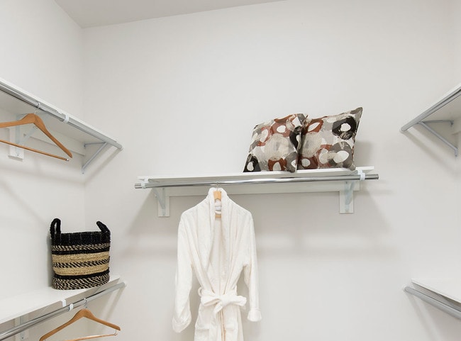 Walk-in closets with custom shelving - AMLI Buckhead