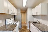 Located at 14125 Castle Blvd in Silver Spring, MD, this one-bedroom, one-bathroom unit offers a well-organized and comfortable layout across a single floor. The living area is finished with wall-to-wall carpeting and neutral gray-toned walls, creating a clean and versatile backdrop. A sliding glass door opens onto a private balcony that overlooks lush, mature trees and a landscaped lawn, bringing in abundant natural light and pleasant outdoor views. The bedroom is generously sized, featuring carpeted flooring, soft gray walls, a dedicated closet, and a window that further enhances the sense of brightness. A hallway connects the main living spaces and provides access to the full bathroom, which is equipped with a full-size tub and shower combo, chrome fixtures, and clean white finishes throughout. The unit also includes a dedicated closet for additional storage. The overall design is straightforward and functional, with neutral finishes throughout that offer a move-in-ready feel. The tree-lined balcony view adds a serene, nature-connected quality to everyday living in this Silver Spring residence.